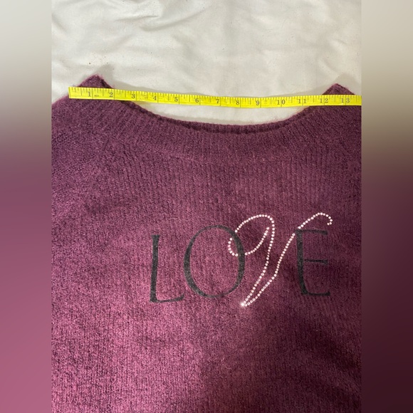 Plum purple Victoria’s Secret love bling crystal off shoulder sweater - Picture 8 of 10